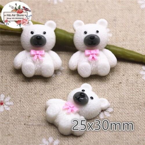 10pcs resin Cartoon white bear flatback cabochon for Hair Bow Center, scrapbook,DIY accessories