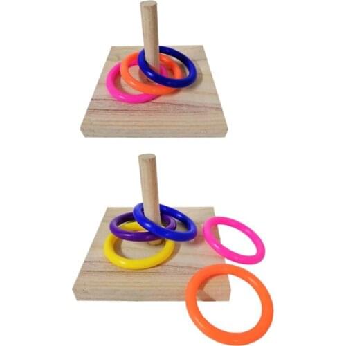 2020 New Bird Parrot Wooden Platform Plastic Ring Intelligence Training Chew Puzzle Toy