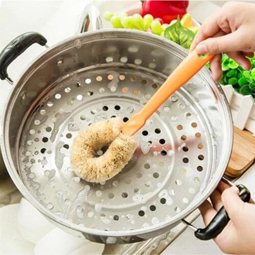 2PCS Dish Brush Long Handle Pot Washing Brushes Non-stick Oil Pan Brush Kitchen Cleaning Brush Multifunctional Kitchen Cleaning