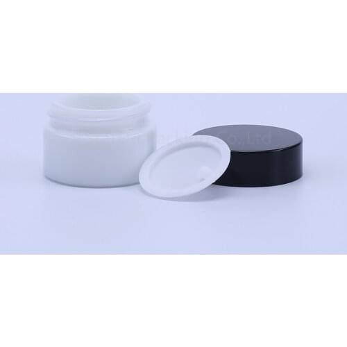 300pcs 15g white Glass Cream Jars Cosmetic Packaging with lid plastic caps & inner liners round empty small glass jars