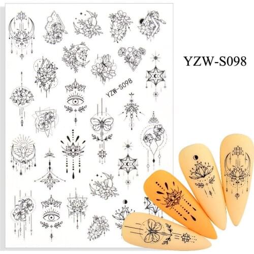 3D Nail Sticker Flower Moon Jewelry Slider Nails Art Decoration Wraps Decals Design Adhesive Manicure Tips Stickers Pegatina
