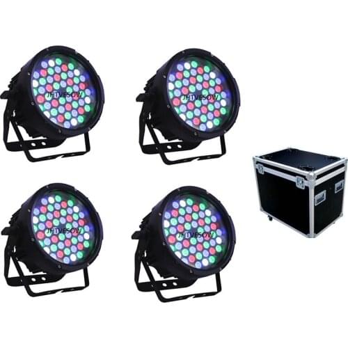 Free shipping 4pc rgbw waterproof par light 54x3w ip65 outdoor dmx par lighting in box or in flight case with rain covers design