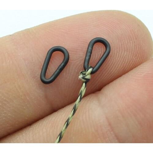 40PCS Carp Fishing Accessory Rig Rings Oval Rig Ring Tear Drop Link Loop Carp Fishing Tackle Rig Making Anti Glare Black Tackle