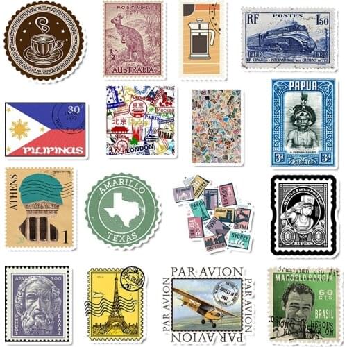 50Pcs Transparent Postmark Stickers For Suitcase Motorcycle Bicycle Car Accessories Passport Entry Stamp DIY Vintage Stickers