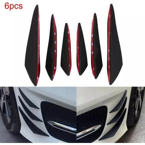 6pcs/set Universal Front Bumper Lip Decoration Diffuser Carbon Fiber Splitter Fins Body Spoiler Canards Car Tuning Canard