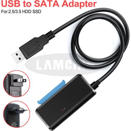 Sata To USB Adapter USB 3.0 SATA 3 Cable Plug and play 22 Pin Sata III Cable Support 2.5 or 3.5 Inch External SSD HDD Hard Drive