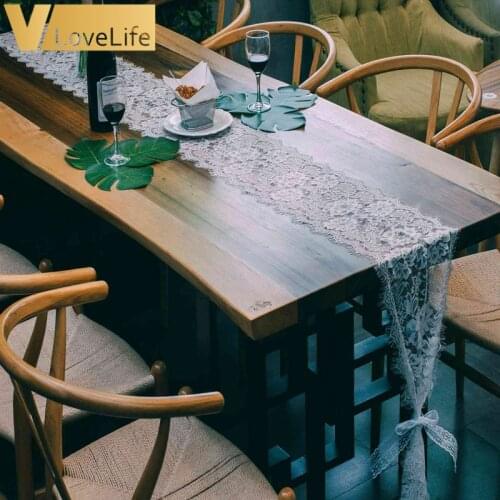 Table Runner White Lace Boho Theme Floral Pattern Vintage 28x300cm Valentines Day Decor Party Wedding Decoration Home Textile