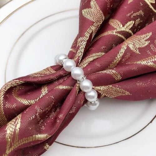 White Pearls Napkin Rings Wedding Napkin Buckle for Wedding Reception Party Table Decorations Supplies W9266