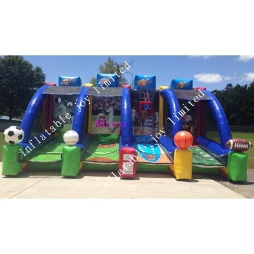 Free shipping! 2018 new design inflatable soccer baseball basketball rugby 4 in 1 sport hoop games, portable carnival games