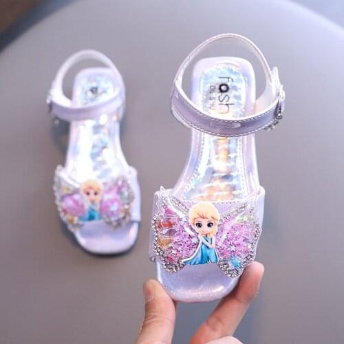 Disney Girls Sandals Spring and Summer New Princess elsa Sandals Little Girls Frozen Shoes Butterfly Wings shoes