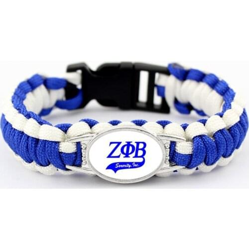 Custom Greek Letters Zeta Phi Beta Sorority Charm Survival Paracord Bracelet for Man Woman Dropshipping
