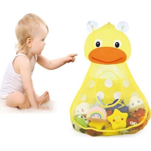 Baby Bath Toys Cute Duck Frog Mesh Net Toy Storage Bag Strong Suction Cups Bath Game Bag Bathroom Organizer Water Toys For Kids