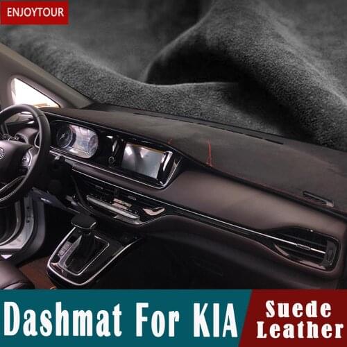 For Kia Carens Rondo Carnival/Sedona Mohave/Borrego Sorento Sportage Niro K3 K2 Suede Leather Dashmat Dashboard Cover Pad Carpet