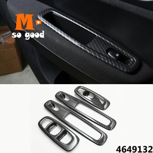 For Renault Kadjar ABS Carbon fiber styling accessories Car Door Window glass Lift Control Switch Cover trim 2015 16 17 18 2019