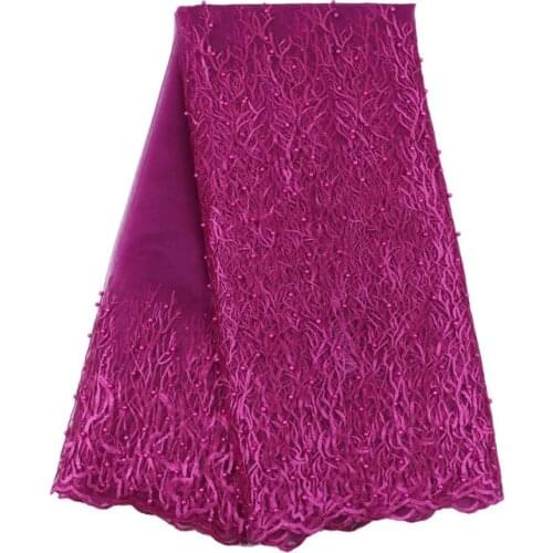 French net lace fabric 2017 latest african guipure lace fabric with beads embroidery mesh tulle white cord lace fabric (11