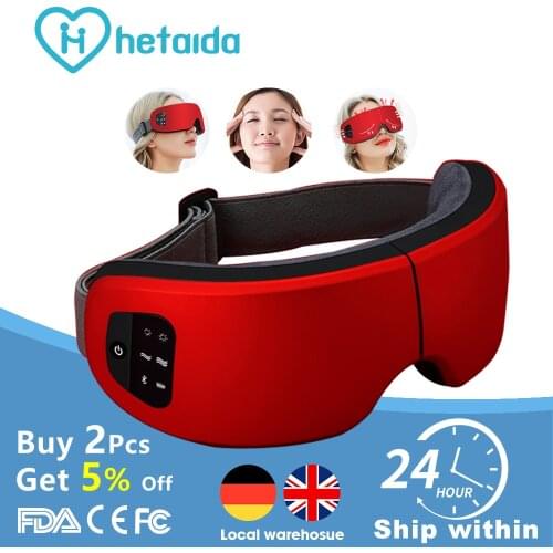 HeTaiDa Eye Massager Anti Wrinkle Fatigue Relief Music Wireless Heating Air Pressure Vibration Eye Massage Glasses for Eye Care