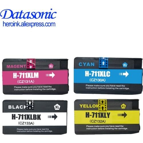 Datasonic 4 Pieces Compatible for HP711 711 for HP 711XL Ink Cartridge for HP DesigJet T120 T520 T120 24/ T120