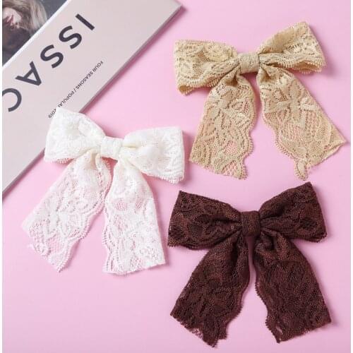 Lace Hair Clip Baby Girls Long Tail Barrettes Big Bows Children Soft Hairpin Infant Princess Hairgrips Toddler Hair Accessories