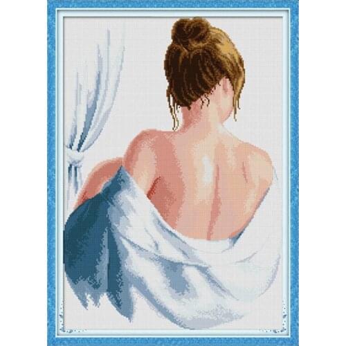 Bathing Stamped Cross Stitch Kits Printed Patterns Canvas Embroidery Needlework Sets 14CT 11CT Diy Handmade Home Decor Paintings