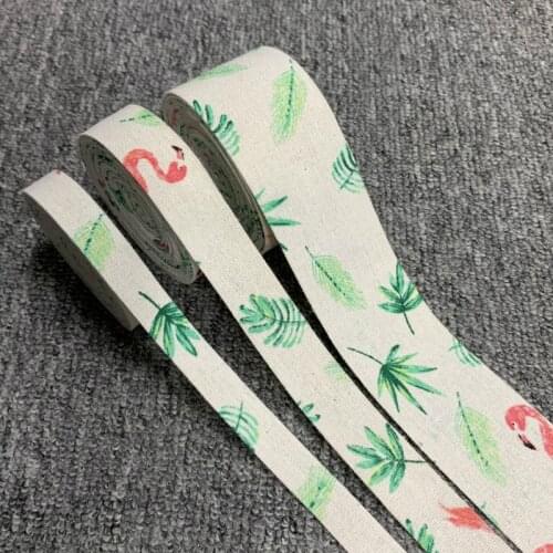 ZERZEEMOOY 16MM 25MM 50MM 1inch 5Yard/lots Leaves Flamingos Fabric Folding Ribbon Cotton Ribbon Dog Collars Lace