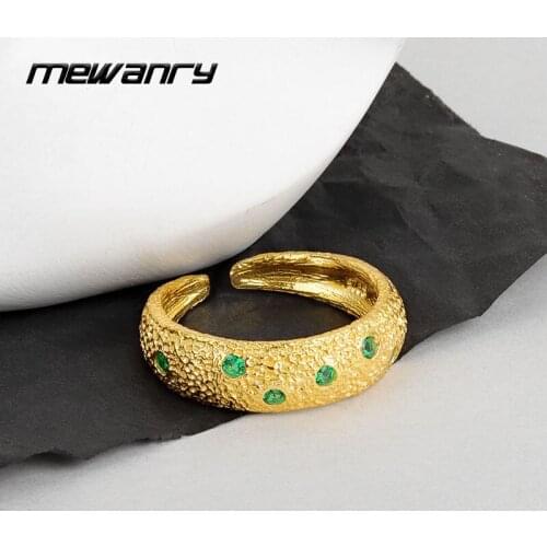 Mewanry 925 Sterling Silver Rings for Women New Trend Vintage Party Elegant Sparkling Zircon Bride Wedding Jewelry Birthday Gift