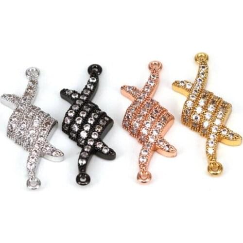 Fashion Clear CZ Handshake connector Micro Pave pendant White Cubic Zircon pendant plated Bracelet Hand Chain Anklet