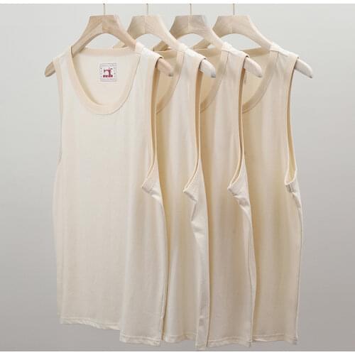 Akkad Kuti Spring / Summer 2020 New Heavyweight Cotton Pure Color Vest Mens Vest Sleeveless Tee Japanese Retro Casual Tank Tops