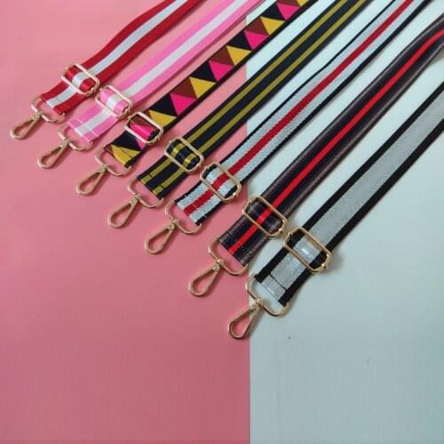 New Color Striped Long Shoulder Strap Bag Accessories Bag with One Shoulder Slung Female Bag Strap Replacement Ribbon Bag Straps