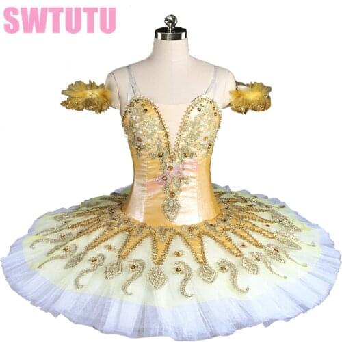 New arrival 2017 women gold yellow pancake tutu professional queen ballet tutu girls classical nutracker ballet tutus BT9134E