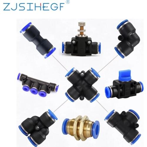Pneumatic fittings PY/PU/PV/PE/HVFF/SA water pipes and pipe connectors direct thrust 4 to 12mm/ PK plastic hose quick couplings
