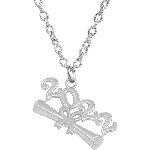Popular student graduation souvenir jewelry 2022 Diploma metal pendant necklace customizable