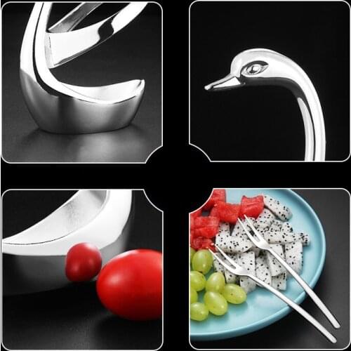 Romantic Beauty Tableware Swan Cutlery Western Food Set Stainless Steel Dinnerware Set Holder Table Dinner Fruit Spoon Forks
