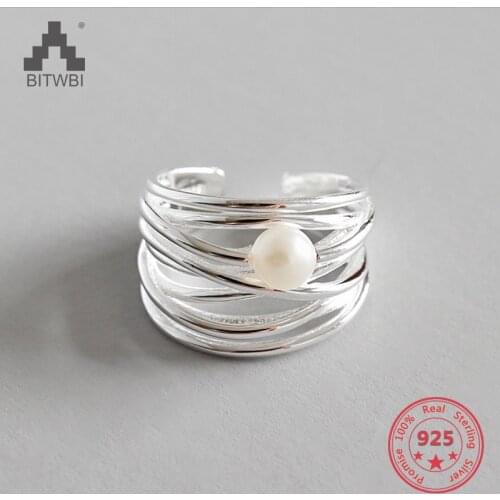 S925 Sterling Silver Personality Fashion Irregular Multi-layer Natural Freshwater Pearl Ring