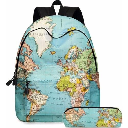 School Bags For Teenage Girls 3D Map Printing Backpack Travel For Women&Men School Supplies Fashion Mochila Feminas