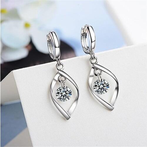 SHQIYAYI Fashion Cubic Zircon Small Hoop Earrings For Women 925 Sterling Silver Geometric Eardrop Jewelry Accessories 261