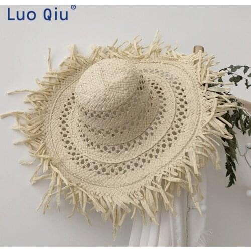 Straw hat bow wide grass female summer cap beach visor outdoor holiday beach sun protection hat Collapsible