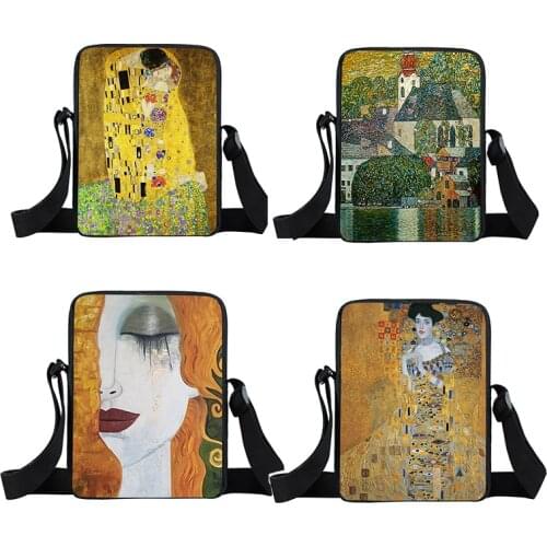 Oil Painting Tear by Gustav Klimt Handbag Canves Shoulder Bag for travel Crossbody Bag Small Satchel Bookbag