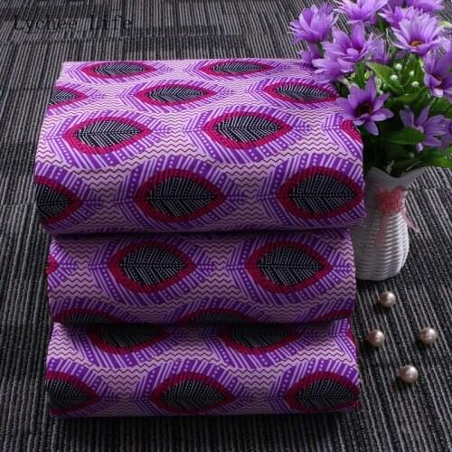 Lychee Life 1Yard Nigerian 100% Polyester African Wax Print Fabric High Quality Feather Printed Wedding Dress Fabric