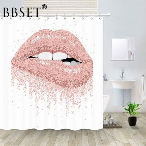 Woman Lips Shower Curtain for Bathroom Home Decor Polyester Fabric Waterproof Mildew Proof Young Couple Apartment Decor