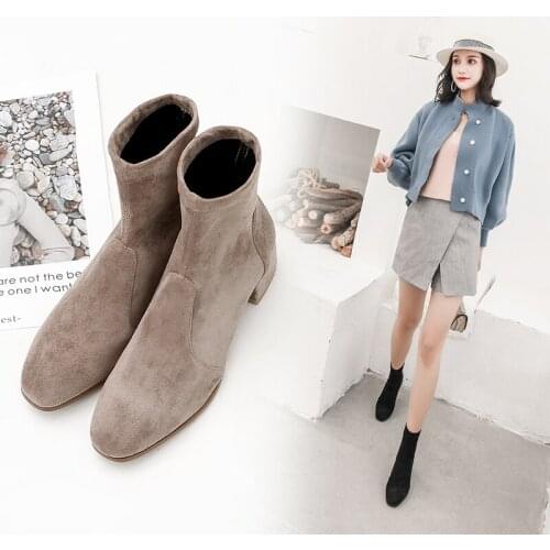 Women ankle boots plus size 22-28cm suede stitching womens boots warm boots winter versatile solid color booties snow boots