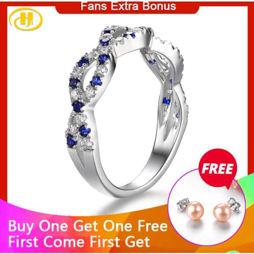 Hutang Nano Blue Sapphire Gemstone Rings for Women Genuine 925 Sterling Silver Band Ring Gift Engagement Jewelry