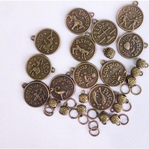 1 Set Pendants Beads Cord Charms for DIY 12pcs Constellation Bracelet Bangle