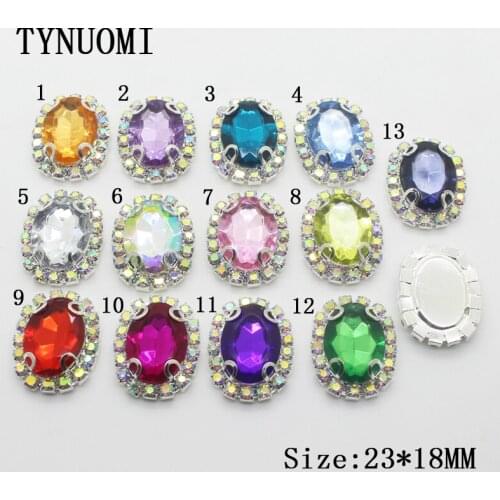 Hot 10pcs/lot23*18MM Oval Acrylic Rhinestone Button Clothing Sewing Accessories DIY Wedding Decoration Embellishment Buckle