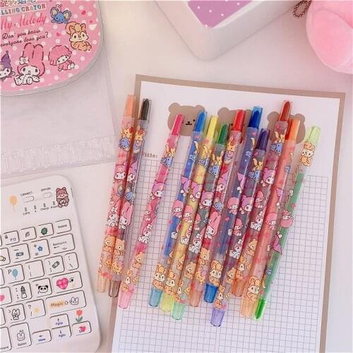 12 Colors Crayon Children Non-toxic Pencils Cartoon Dog Pattern Kids Graffiti Pens Painting Color Pen