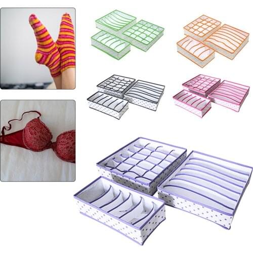 3 Set Underwear Drawer Organizer, Foldable Compartment Box, Closet Dresser Organizer Divider for Bra, Socks