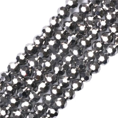 4 6 8MM Silver Football 32 Faceted Austrian Crystal Beads High Quality Round Sphere Crystal Loose Beads for jewelry Making