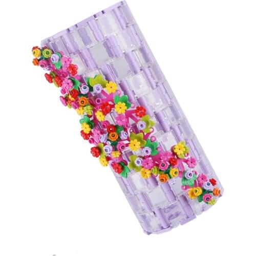 473Pcs Purple Translucent Building Blocks Vase Bottle Compatible With 10280 Flower Bouquet Kit Block Assembly Toys For Kids