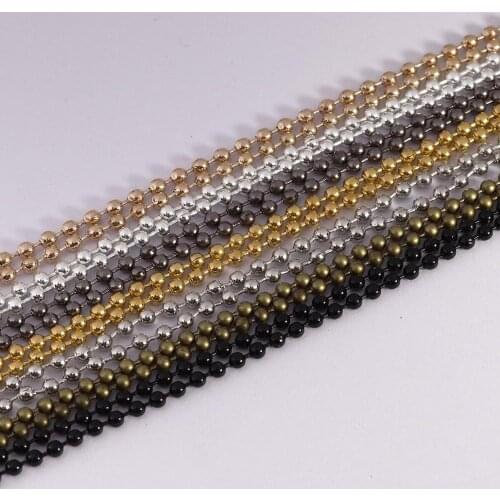 5M/lot 1.2-2.4mm Gold Silver Rhodium Iron Bulk Necklace Ball Chain For DIY Jewelry Making Supplies chains Findings Accessories