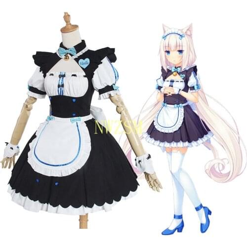 Anime Chocola NEKOPARA Cosplay Chocola Vanilla Maid Dress Costume Cat Neko Girl NEKOPARA Cosplay Women Costume Wig Game