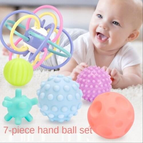 Baby Grasping Ball Tactile Sensing Ball Baby Teether Manhattan Ball Grasping Molar Tactile Player Rattle Toy Silicone Teether